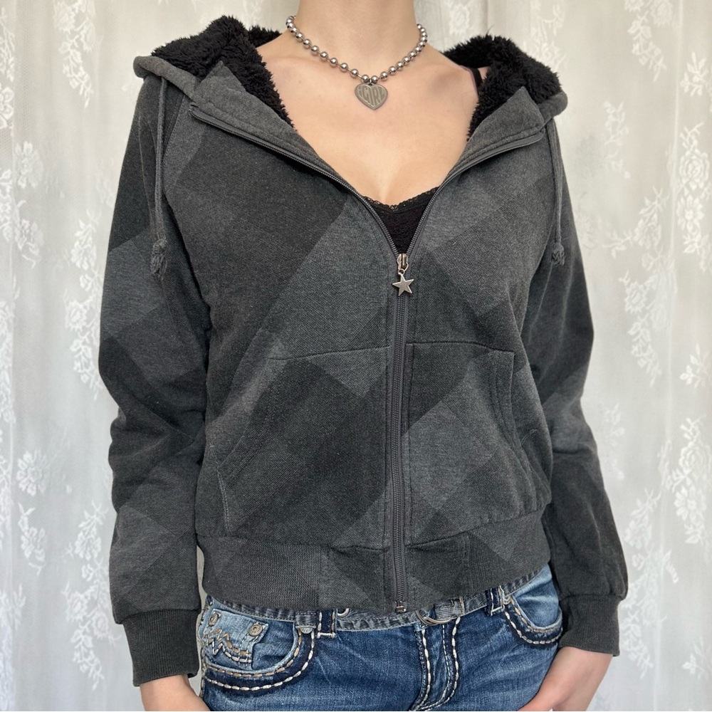 2000s Y2K Grunge Grey Hoodie